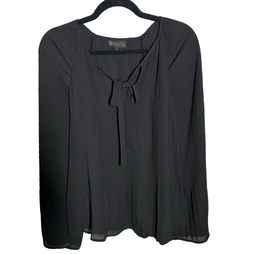 Collection by Bobeau Women's Black Pleated Chiffon Blouse Size Small
